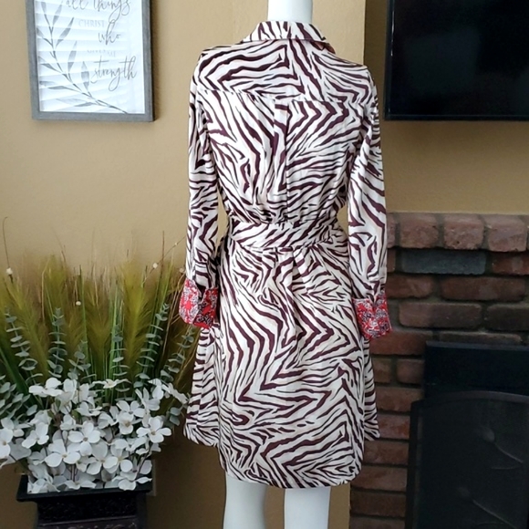 🆕️ Julie Brown Rizzo Animal Print Long Sleeve Button Down Dress SIZE: 4 - Picture 6 of 16